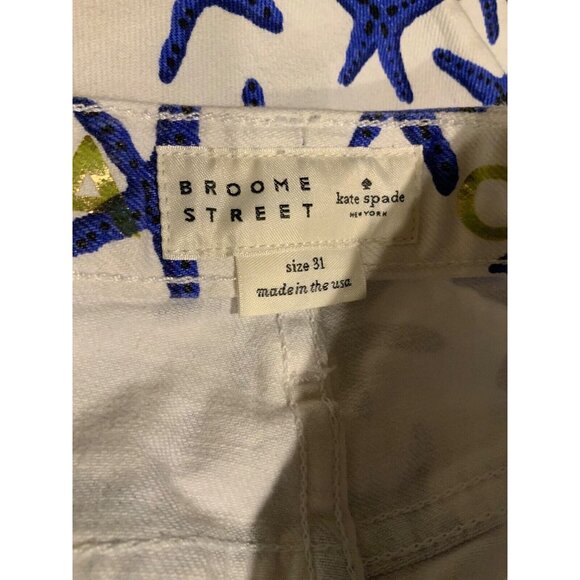 Kate Spade  Broome Street White w/ Blue Starfish Ankle Jeans, Size 31 - Picture 8 of 9